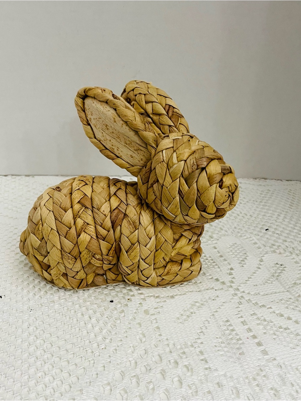 Woven Straw Bunny Figurine - Natural Tan